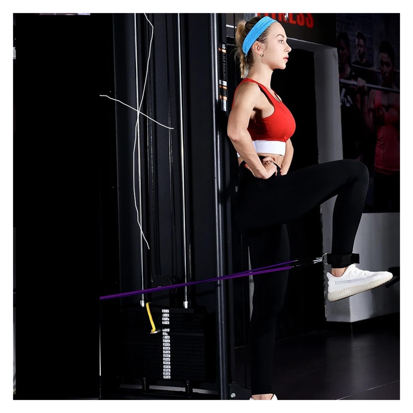 Zestaw Premium Fitness Resistance Bands do treningu domowego, opaski do ćwiczeń z kotwicą do drzwi, uchwytami i paskami do jogi, pilatesu, treningu siłowego i terapii fizycznej (HLG lan)