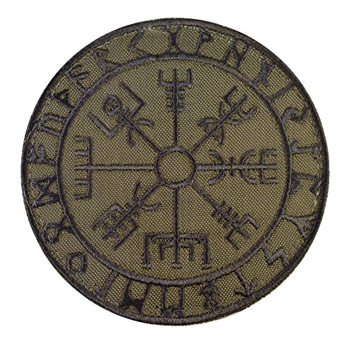 Olive Drab Vegvisir Viking Compass OD Green Norse Rune Morale Tactical Hook Patch
