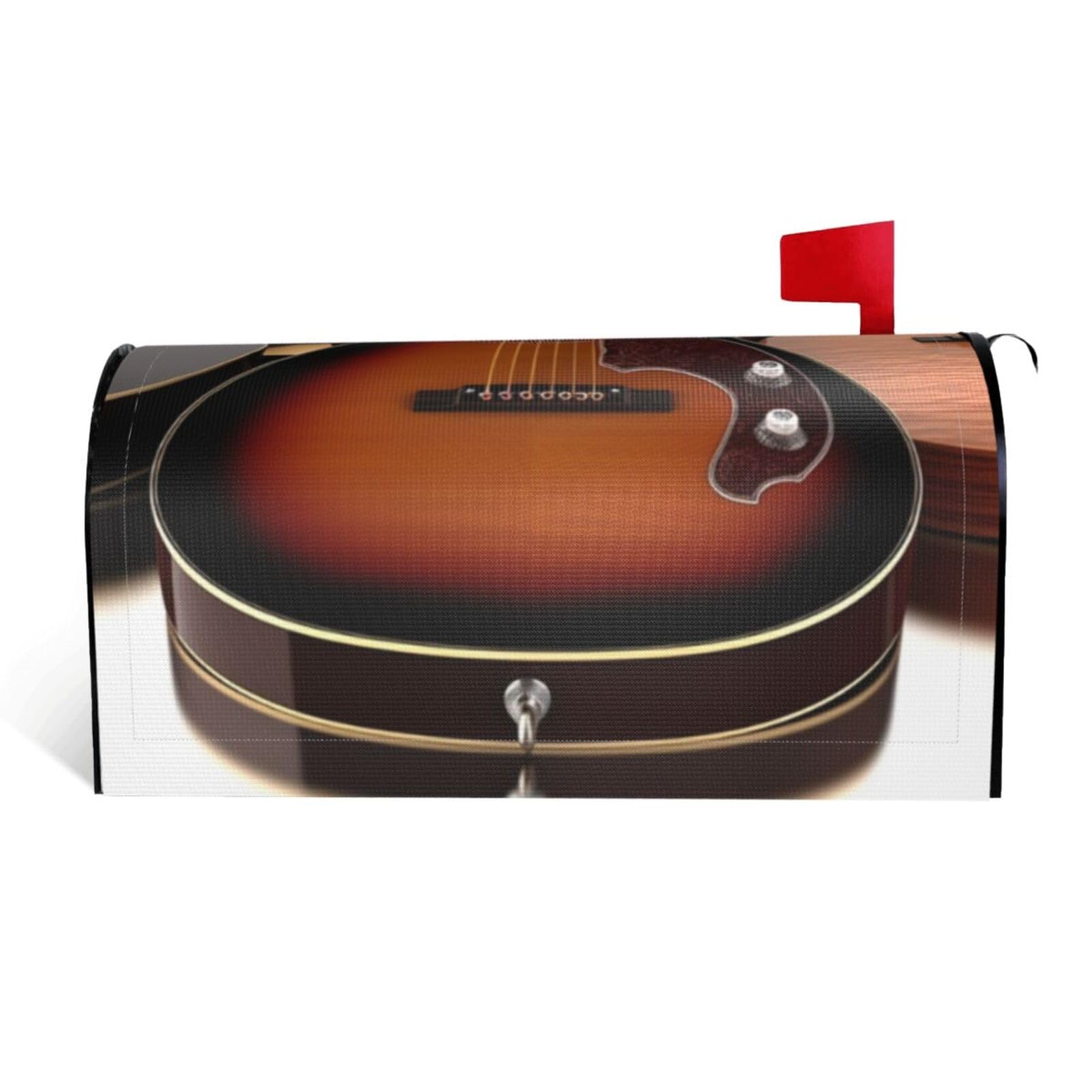 Guitar Mailbox Covers Magnetic Standard Size 25.5x21 in, Decorative Post Letter Box Cover Waterproof Mailbox Wraps Outdoor Post Wraps for Garden Yard Home Decor