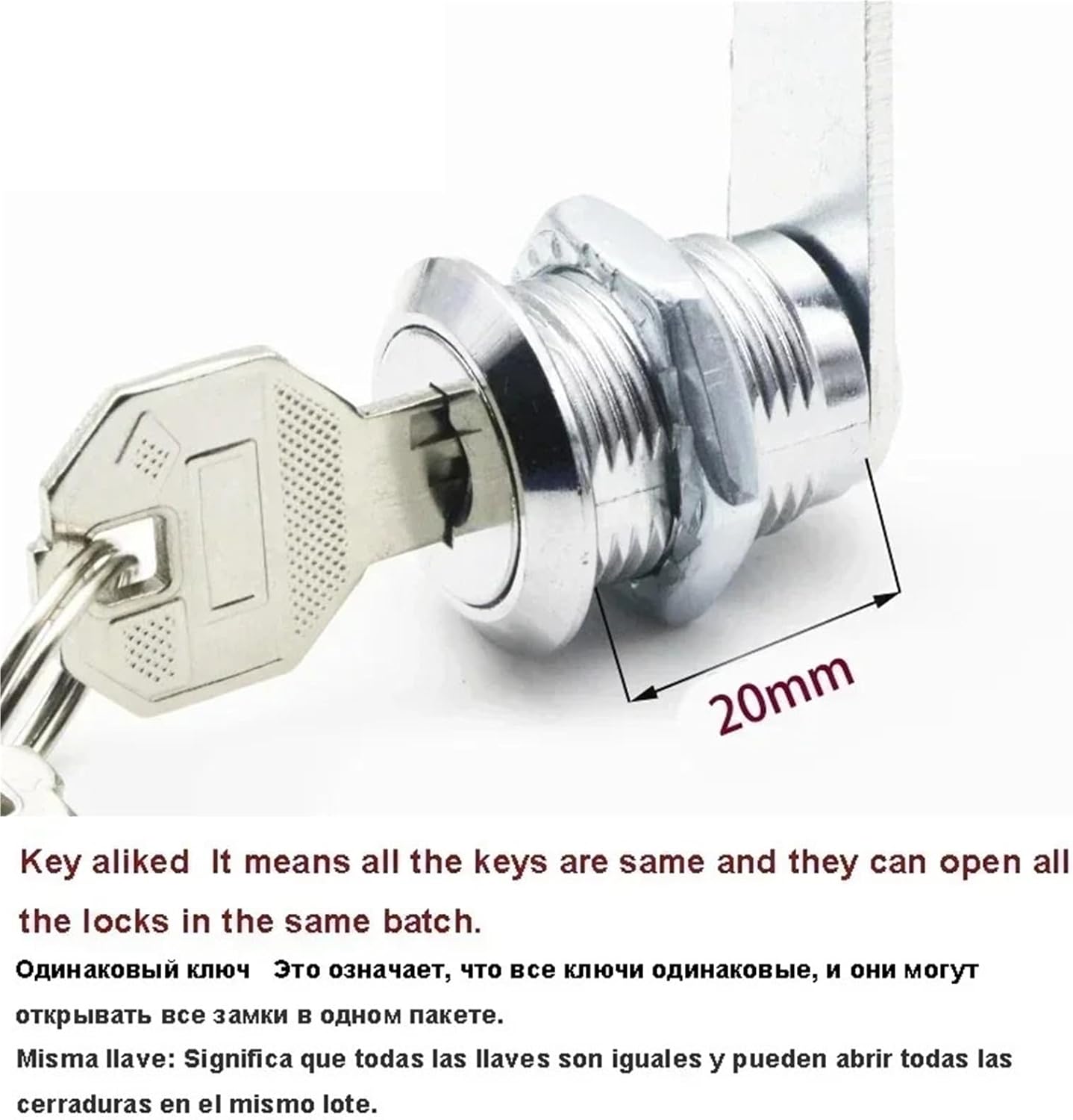 Cam Lock with Metal Key for Door Mailbox Cabinet Tool Box Gym Locker Furniture Drawer Hardware HJ01 G1 1Pcs(Key Alike x 20mm)