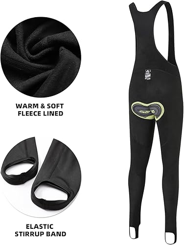 Miniatura 5 de Baberos de ciclismo para hombre, pantalones térmicos para hombre, pantalones de ciclismo de invierno, pantalones con forro polar acolchado para