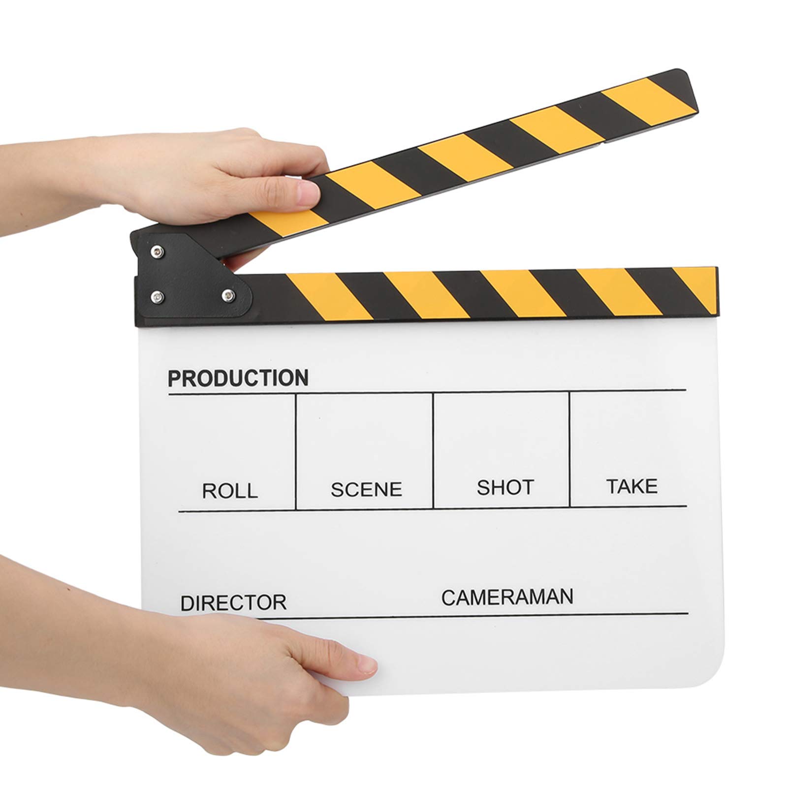 Ciak cinematografico, ciak in acrilico, suono nitido per la produzione di video(Lavagna a strisce gialle (PAV1YWE3))
