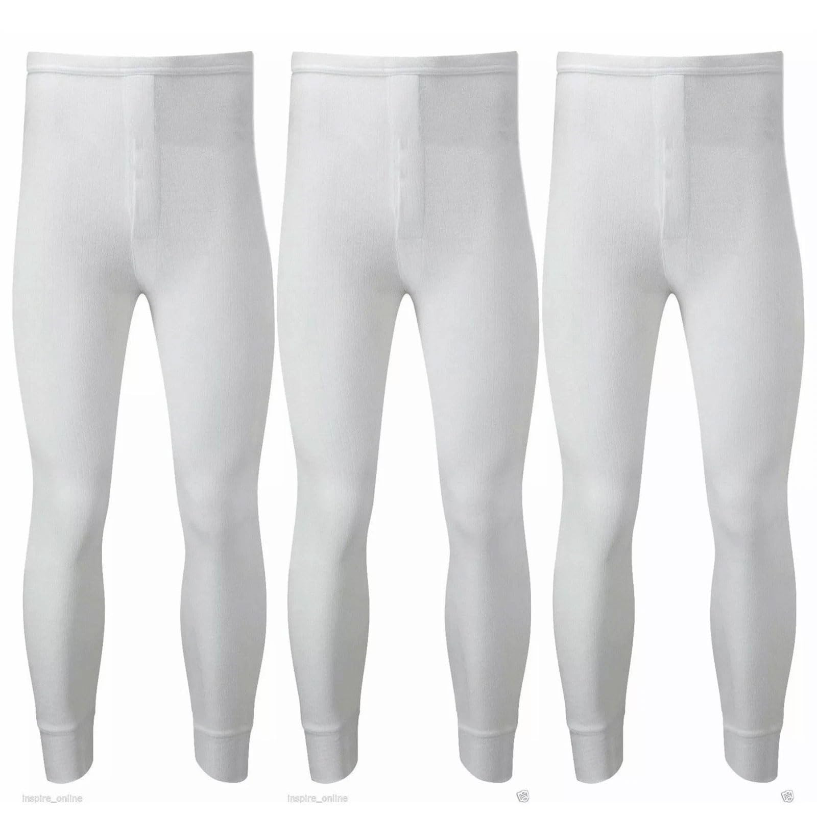 PixelKnit Pack of 2 Mens Thermal Underwear Bottoms Long Johns Warm Winter Baselayer Pants (White, X-Large)