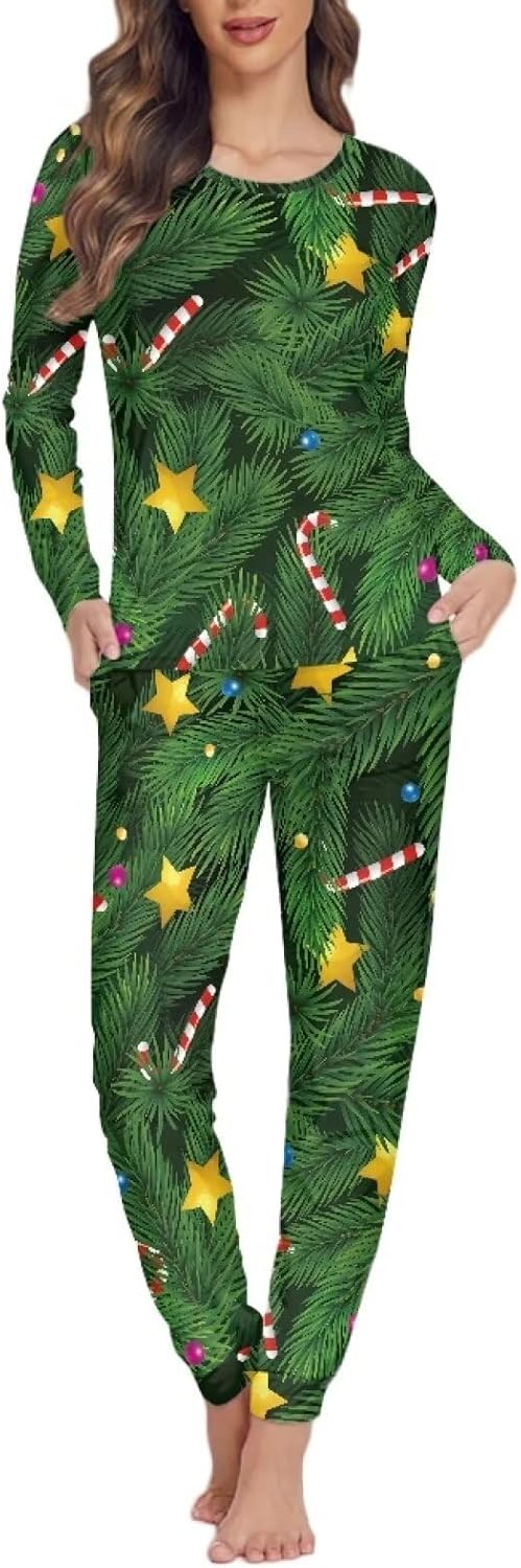 Christmas Matching Sets 3D Print Funny Pattern Women Clothing Casual Home Wear Long Sleeve Top and Pants Sleepwear