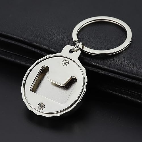 Miniatura 4 de Tapas de botella de barra simulación mini abrelatas de cerveza llavero con llavero (plata, tamaño único)