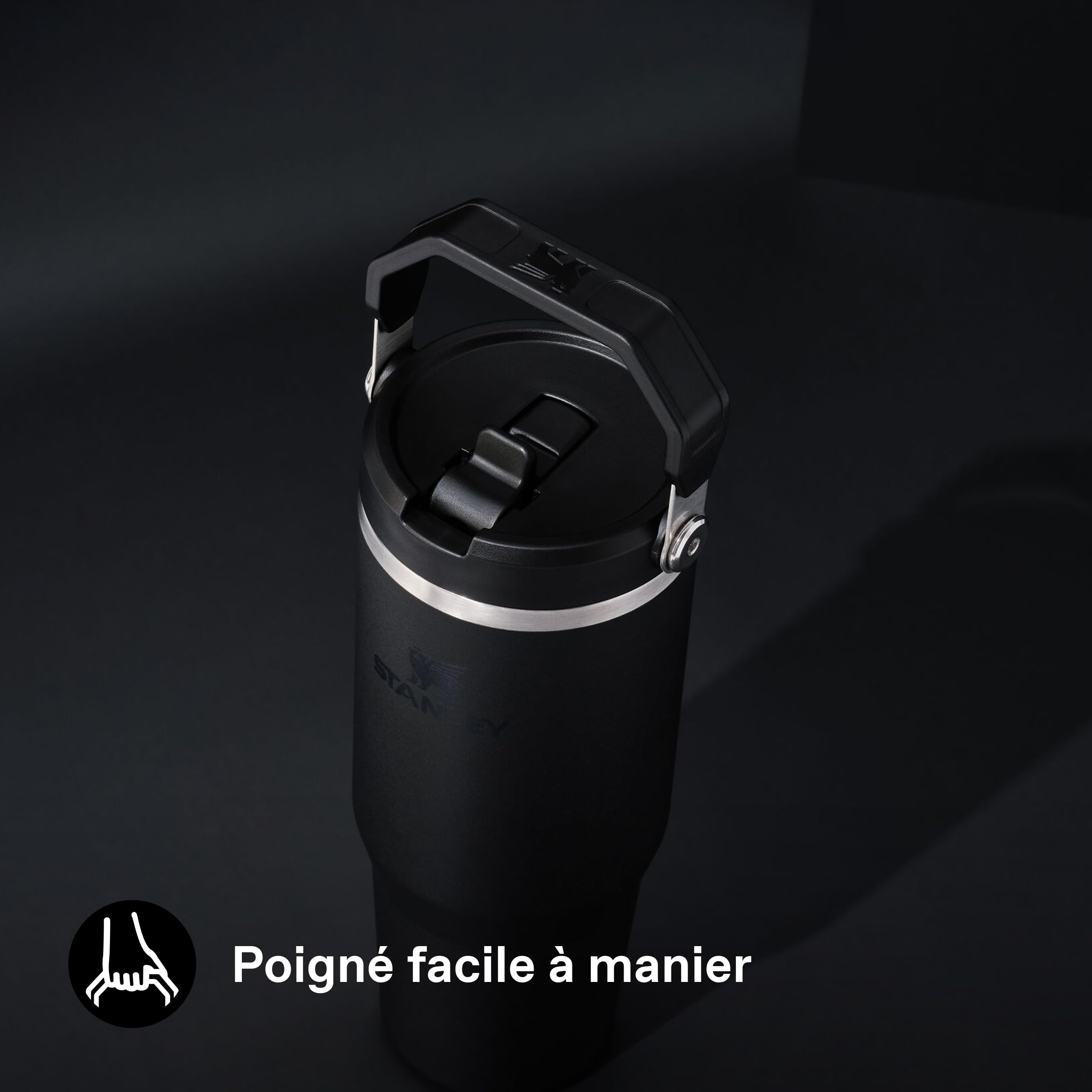 Stanley 1913 Flip Straw Tumbler 1.0 Gourde Avec Paille 0.89L - Froid Pendant 12 Heures - Gourde Isotherme - Sans BPA - Thermos Facile à Transporter - Va au Lave-Vaisselle - Black 2.0