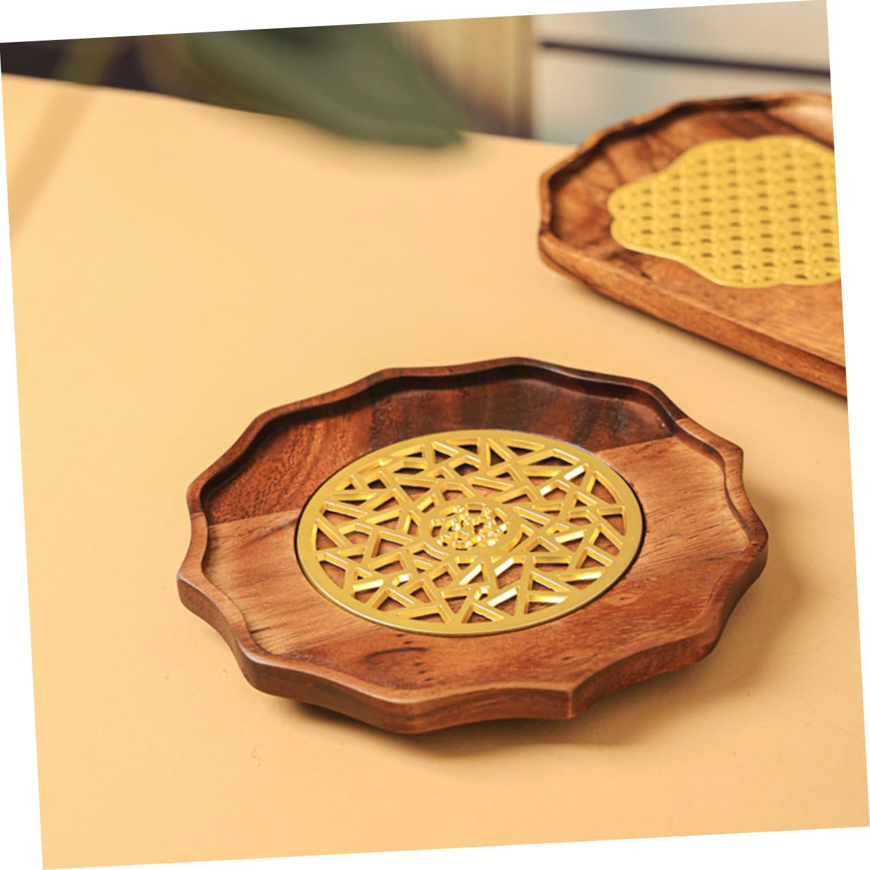 ABOOFAN Tea Pot Tray Mat Chinese Style Tea Pot Storage Plate Wooden Teapot Trays