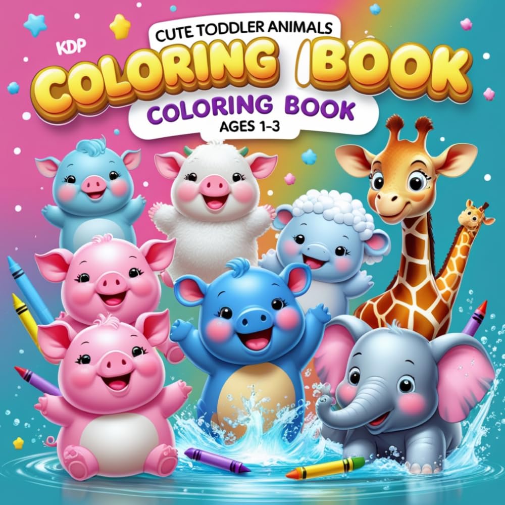Cute Toddler Animals Coloring Book: Big & Easy Coloring Pages for Ages 1–3 | Farm, Wild & Ocean Animals | Bold Simple Designs for Little Kids