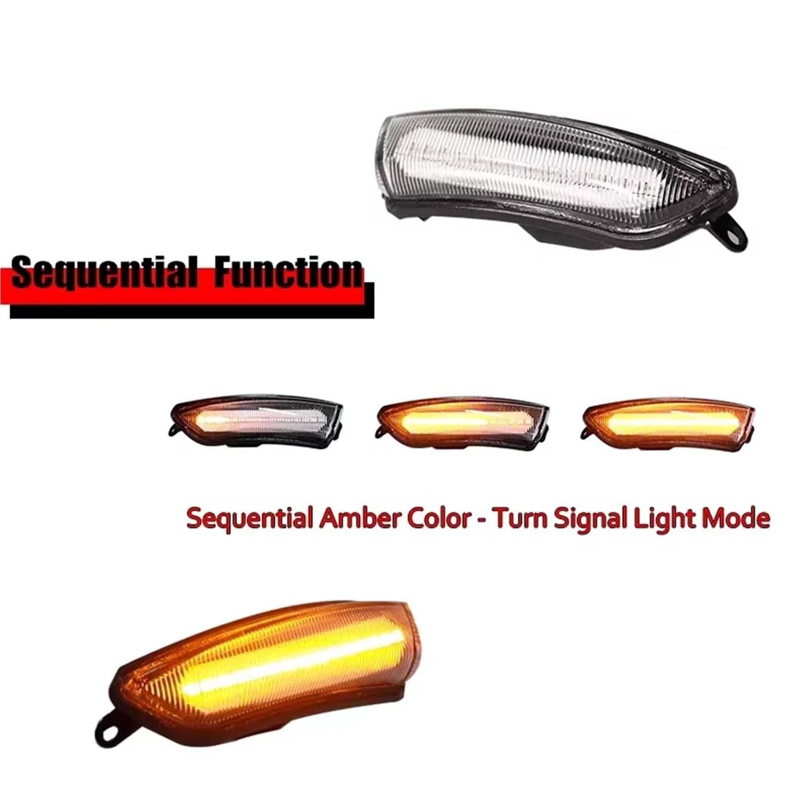 Traseras Piloto Traser Para Chrysler 300 2011-2020 Luces Indicadoras De Espejo Retrovisor Lateral Delantero LED Ámbar Secuenciales Intermitentes 12 V(Clear Lens)