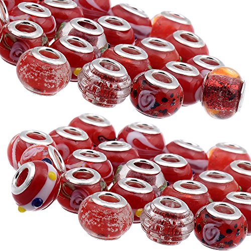 Perles en verre artisanal Murano Rubyca de luxe pour bracelet à breloques