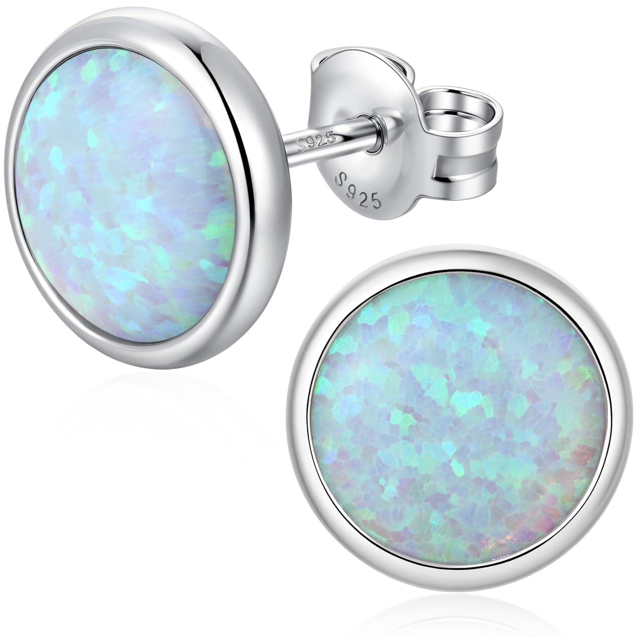 Jiamiaoi Orecchini Uomo Donna Orecchini Opale Brillanti 925 Argento Sterlina, 18K Oro Bianco Placcata