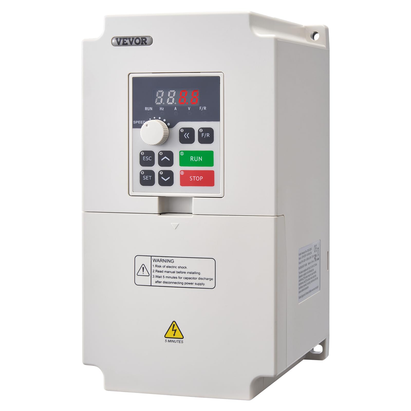 VEVOR Variador de Frecuencia 4kW Convertidor de Frecuencia 1 o 3 Fases 5,5HP Controlador de Velocidad de Variador de Frecuencia VFD -5~40℃ en Máquinas Bobinadoras, Mezcladoras, Extrusoras, Cortadoras