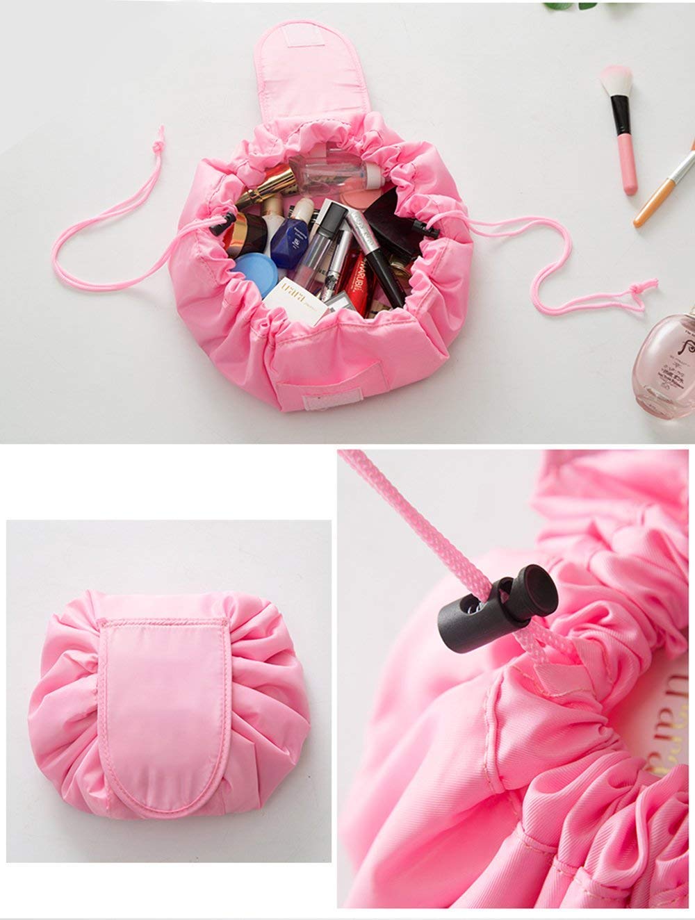 Toxham Women's Convenient and Waterproof Multifunction Portable Lazy Travel Cosmetic Storage Makeup Organizer Toiletry Bag with Drawstrings