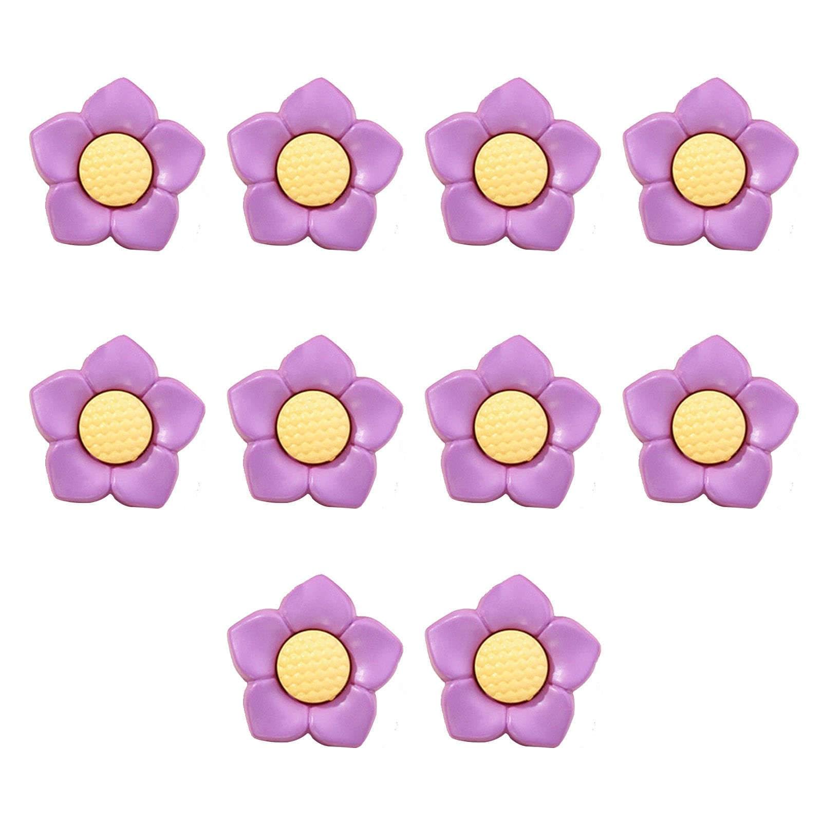 10 Pcs Small Buttons for Cardigans Novelty Shirt Buttons Flower Buttons for Baby Cardigans Plastic Buttons for Girls, Boys-Purple-19mm