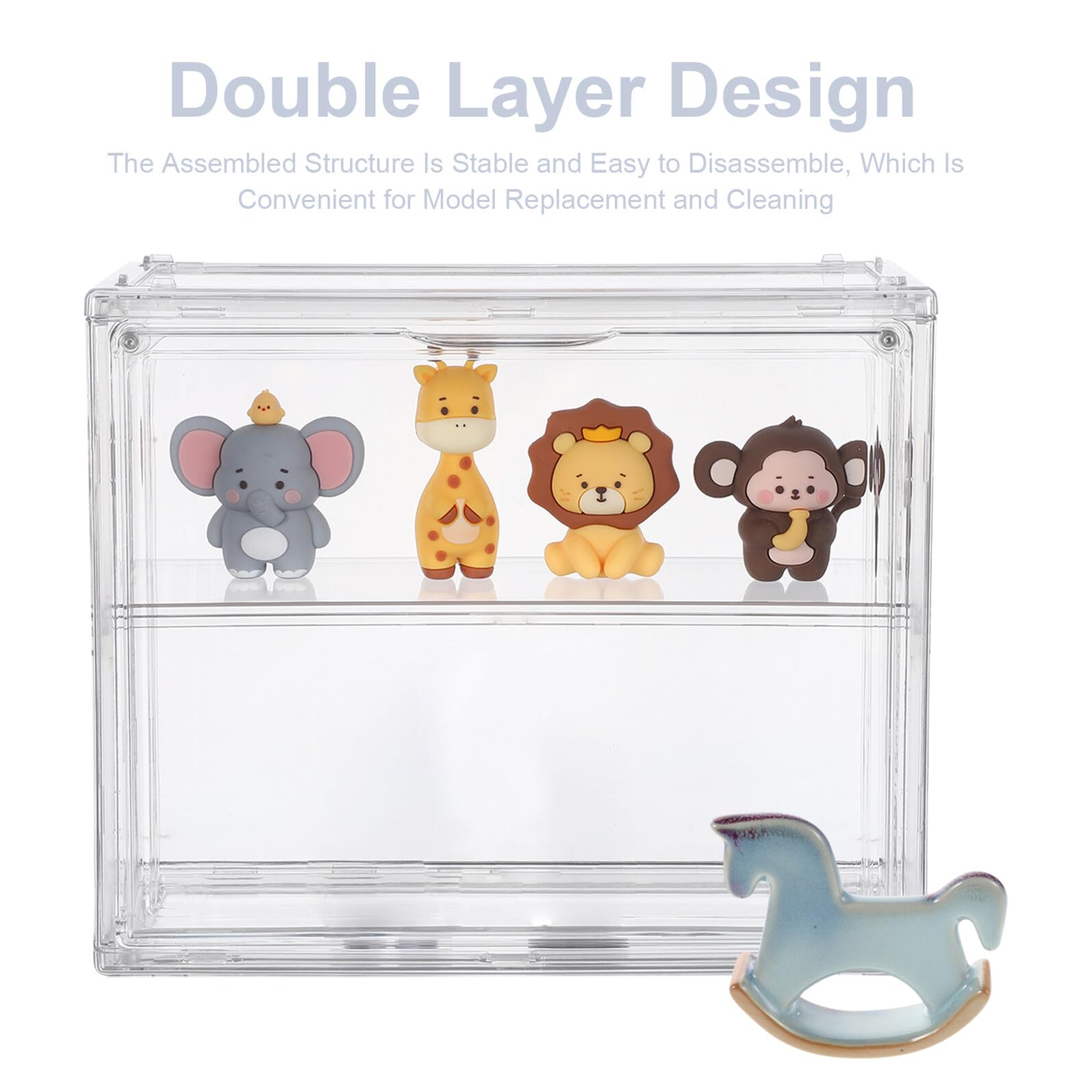 GARVALON Doppelte Acryl Vitrine für Modellautos 27X22X12cm Transparente Aufbewahrungsbox mit Wand und Tischmontage Staubgeschütztes Display für Sammler und Modellbau