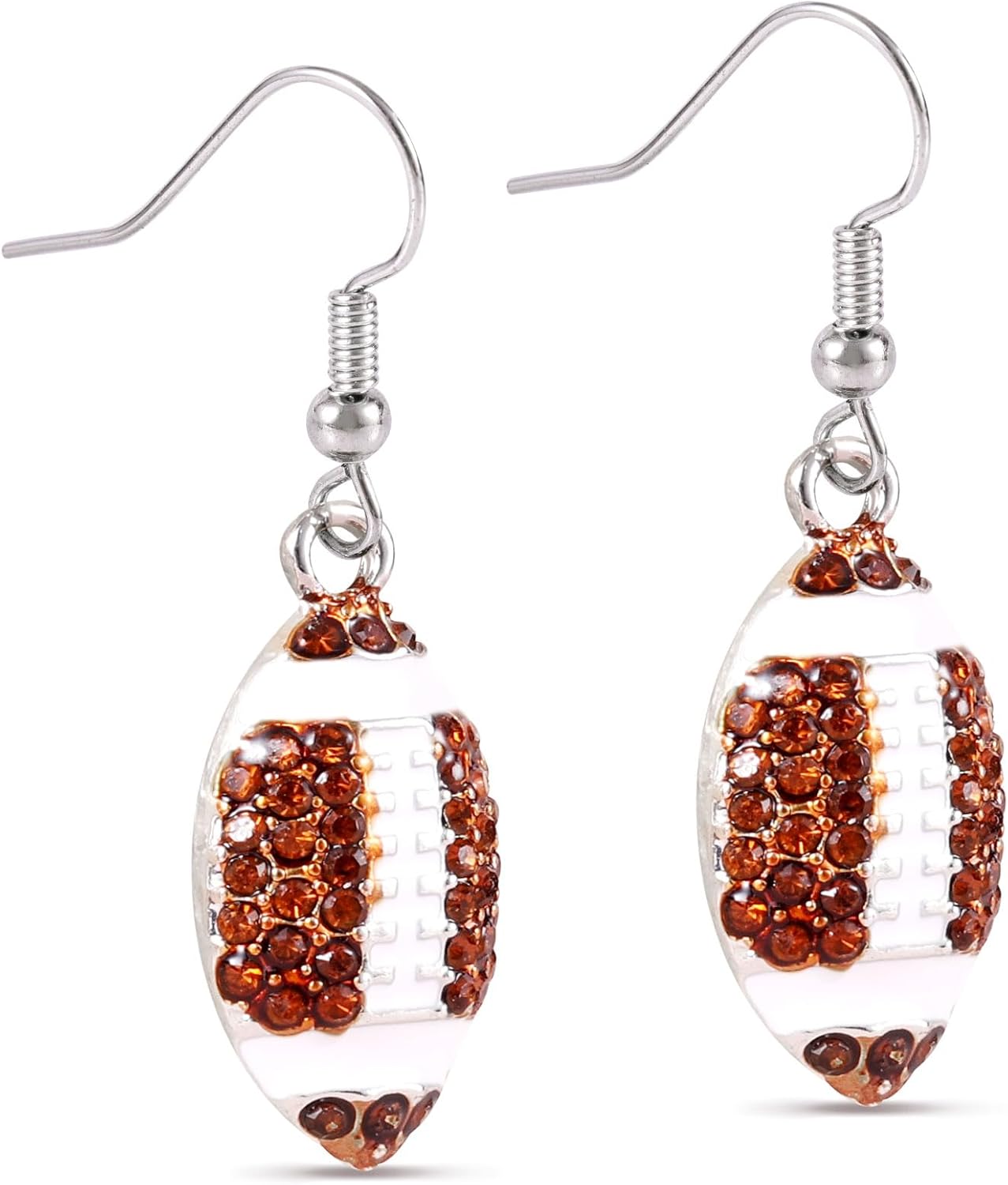 Rugby Earrings, Classic Rhinestone Football Earring Stylish Sports Dangle Earrings Sparkling Beaded Football Earrings for Woman