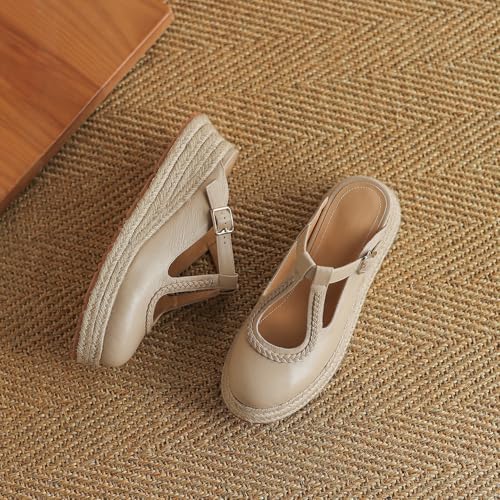 Platform Espadrilles Wedge Sandals for Women Round Closed Toe Mary Jane Dress Shoes for Casual Walk Office Shoes Cute Slip On Wedge Mule Sandals2