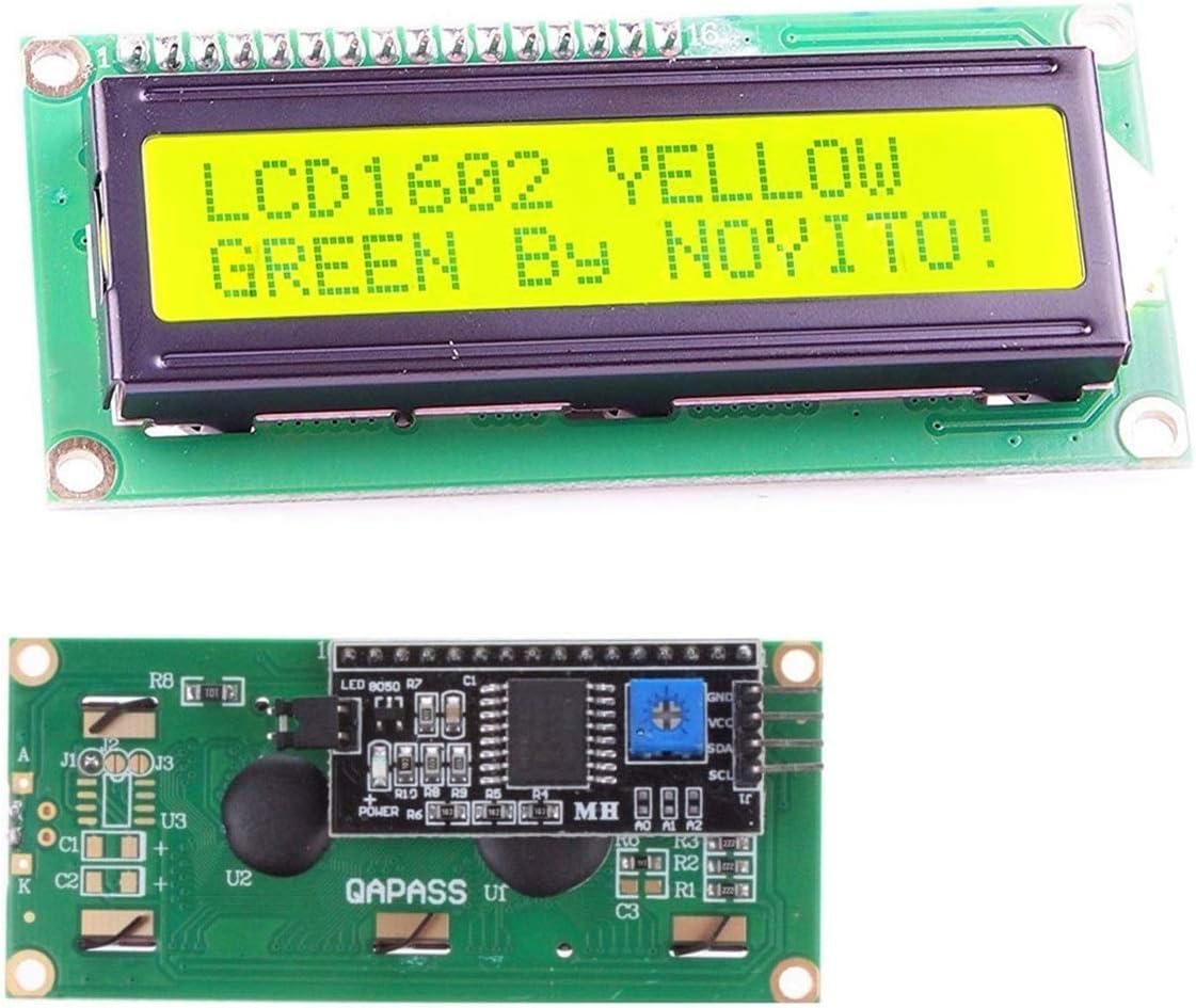 RIDEN 1602 16x2 LCD Module Shield Yellow-Green Backlight with IIC I2C Driver Serial Interface for UNO R3 MEGA2560 (Pack of 1) (1602 IIC Screen Yellow-Green)-image-0