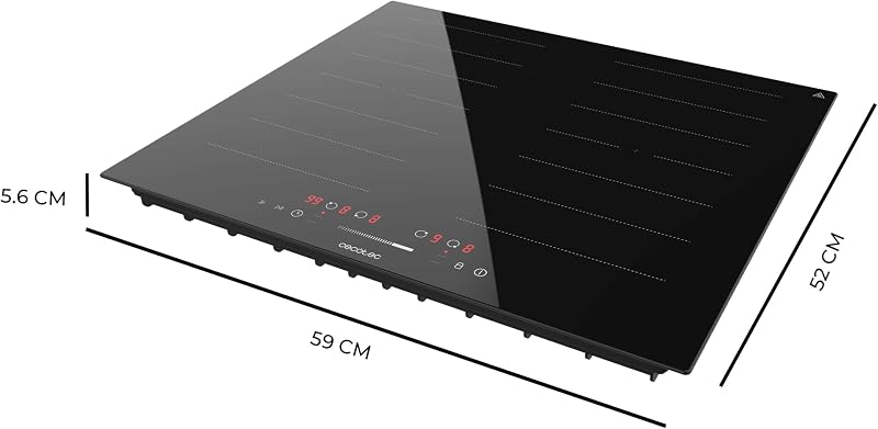 Cecotec Placa de Inducción 2 Zonas Flex Bolero Squad 4001 Flex. 7200W, 9 Niveles, Bajo Consumo, Temporizador, Booster Function, Control Táctil, Bloqueo para Niños, Stop&Go