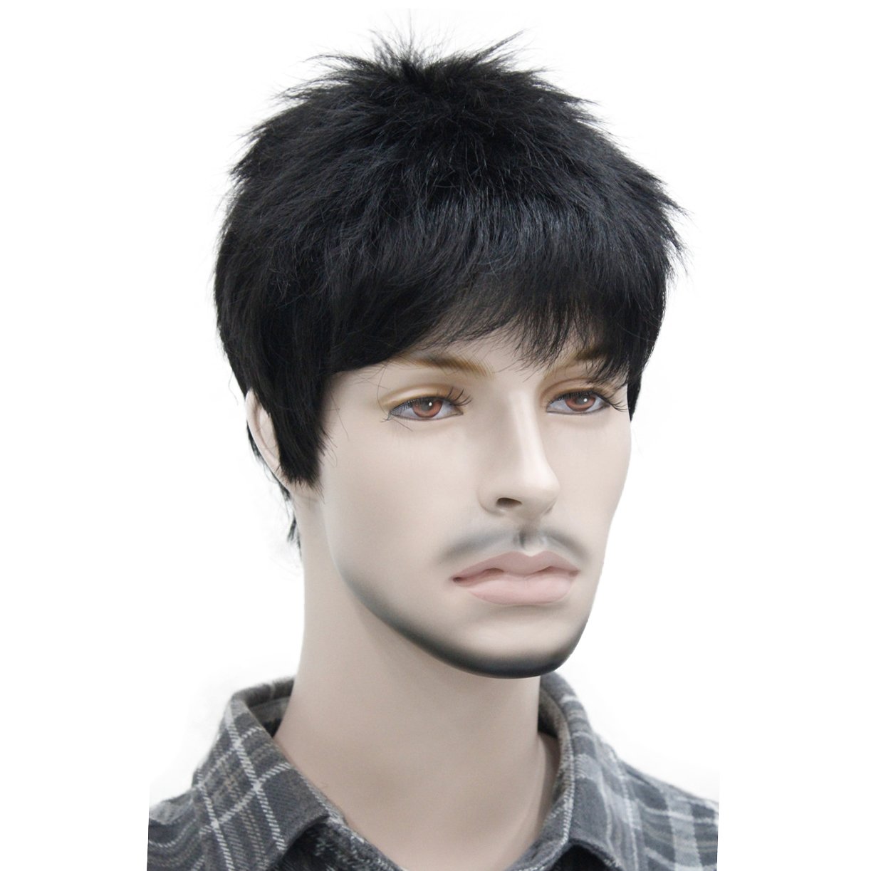 Lydell Men's Wig Natural Black/Brown Short Straight Hair Synthetic Full Wigs Darkest Brown, #2, 8" - Image 3