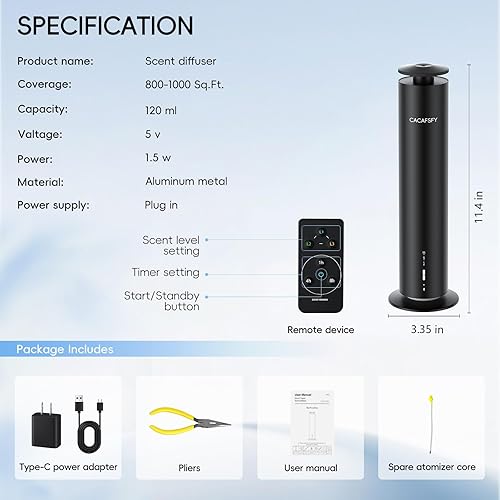 Miniatura 2 de Difusor de aroma sin agua, difusor de aroma de hotel, control de aplicación inteligente, cubre hasta 1000 pies cuadrados - tecnología de aire frío,