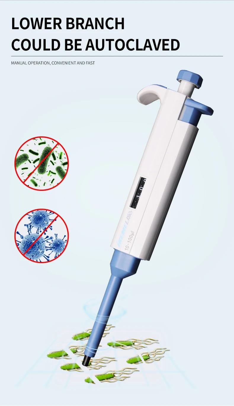 Pipetta da laboratorio 0,1-10 ml, pistola for pipetta regolabile, pipetta meccanica a canale singolo con puntali for pipette(2-20ul)