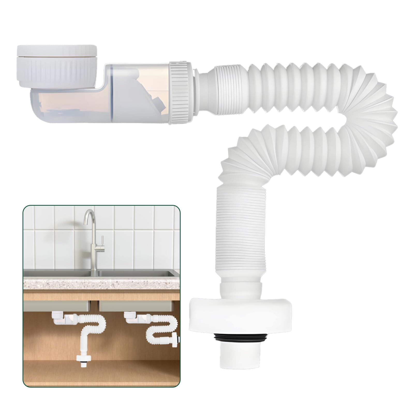 SI SEN Desague Lavabo, Desagüe Fregadero Reemplazable, Sifon Cocina Fregadero, Manguera de Drenaje Flexible, Para Baño Y Cocina