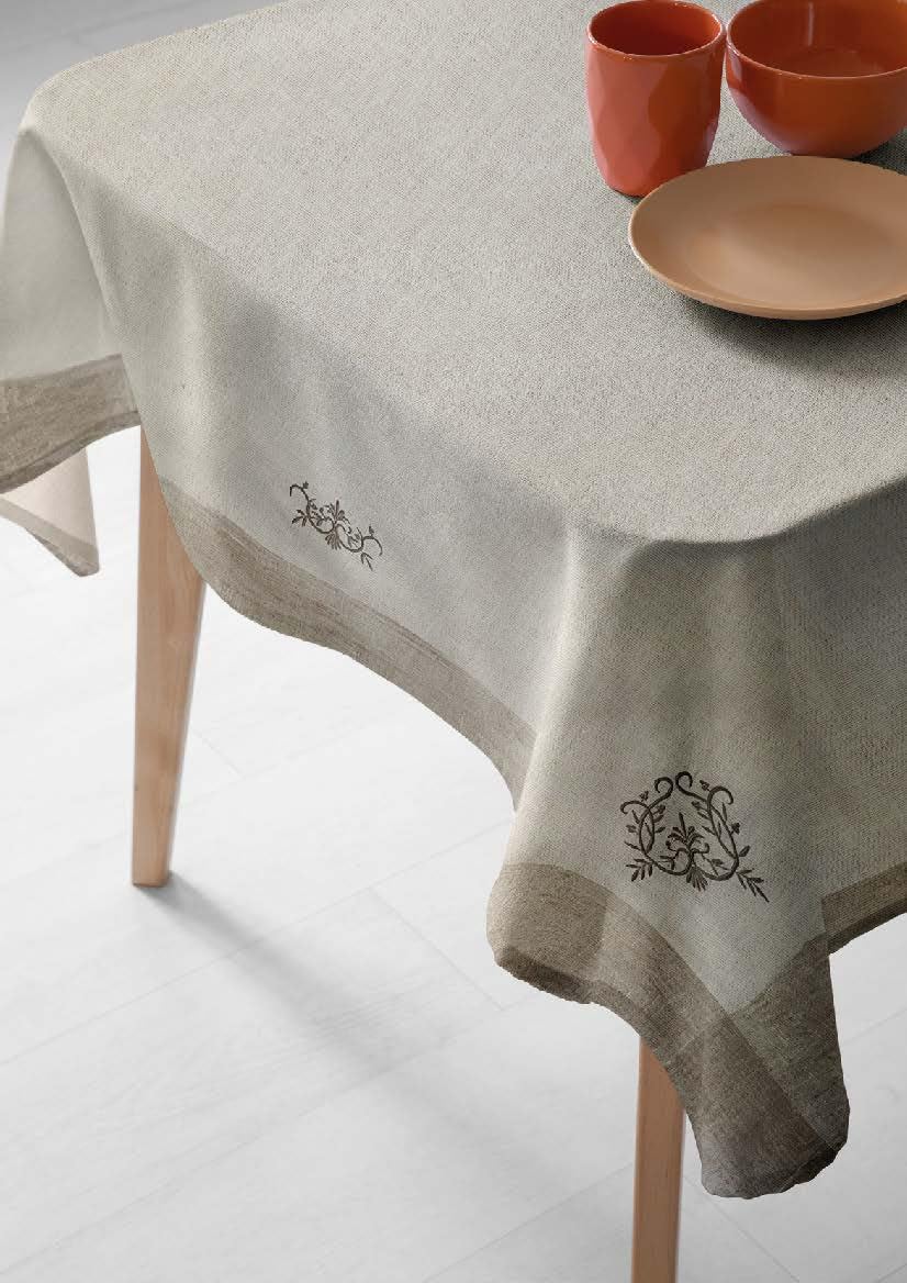 Tovaglia rettangolare in lino, 180 x 350 cm, tovaglia in lino misto, motivo ricamo monogramma, tovaglia molto facile per la stiratura, tovaglia Shabby Charme, tovaglia francese Style,
