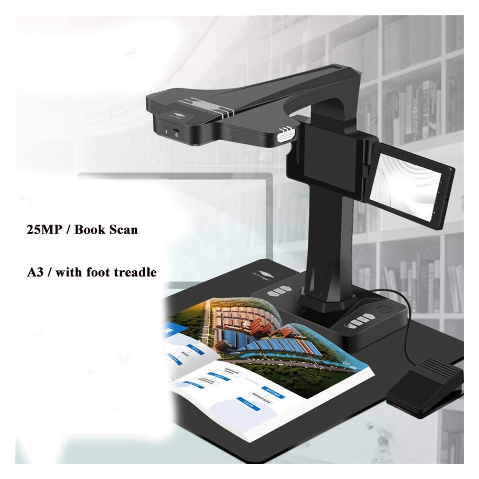 Scanner for documenti con visualizzatore di fotocamera OCR for insegnare scanner USB in formato A4 HD 13-25MP for PC portatili(25MP A3 BOOK SCAN)