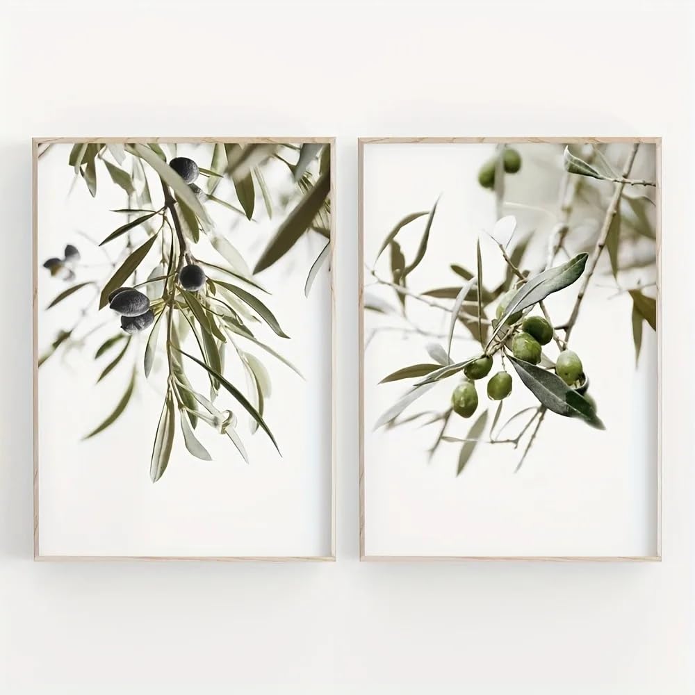 LTjiajuypd Stampe artistiche di rami d'ulivo, semplici tele con albero mediterraneo per soggiorno e camera da letto, decorazione moderna per la casa (60x85 cm - 2 pezzi)