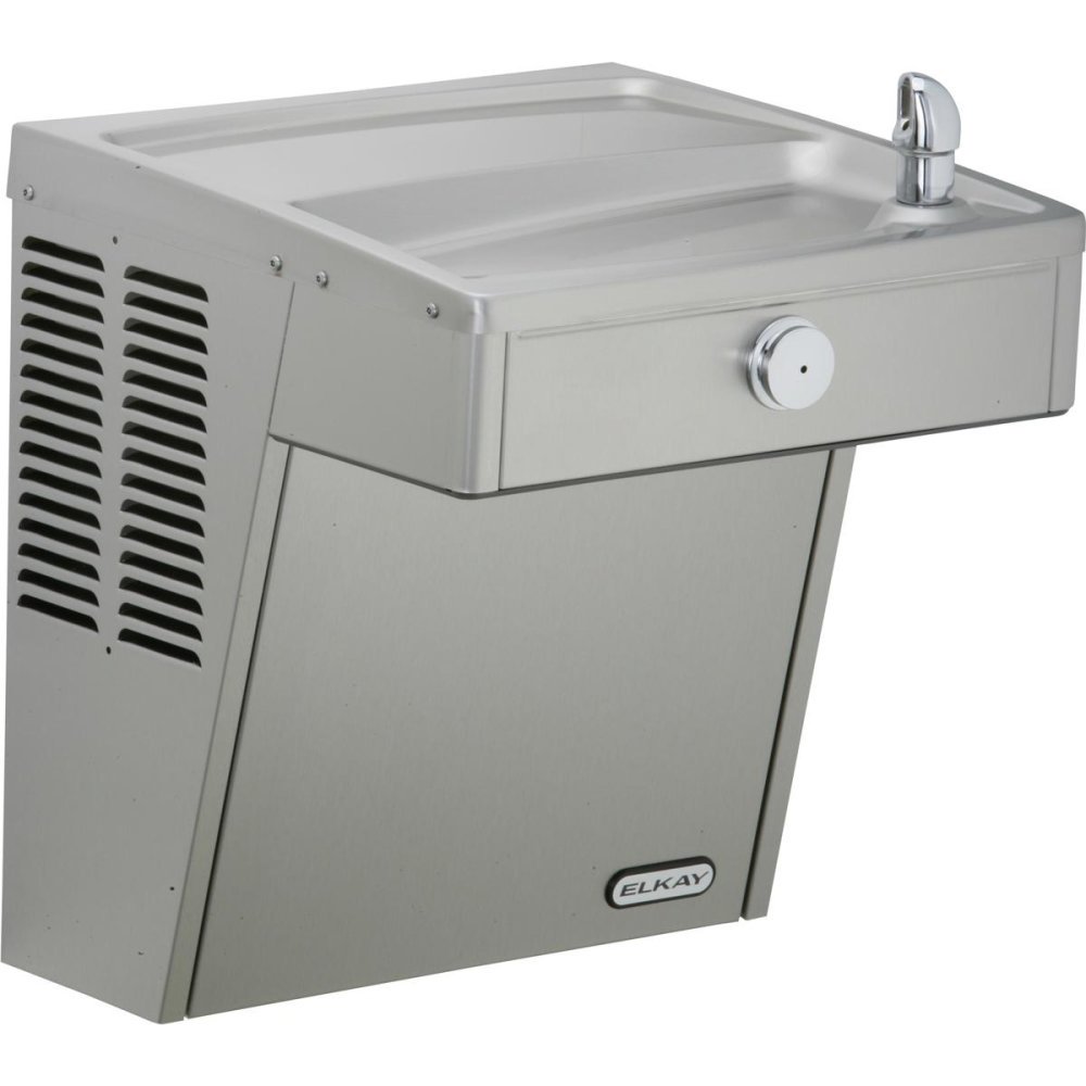 Elkay VRCGRN8WSK EZH2O Wall Mounted Drinking Fountain and Hands Free Bottle Filling Station with Vandal Resistant Bubbler - Stainless Steel