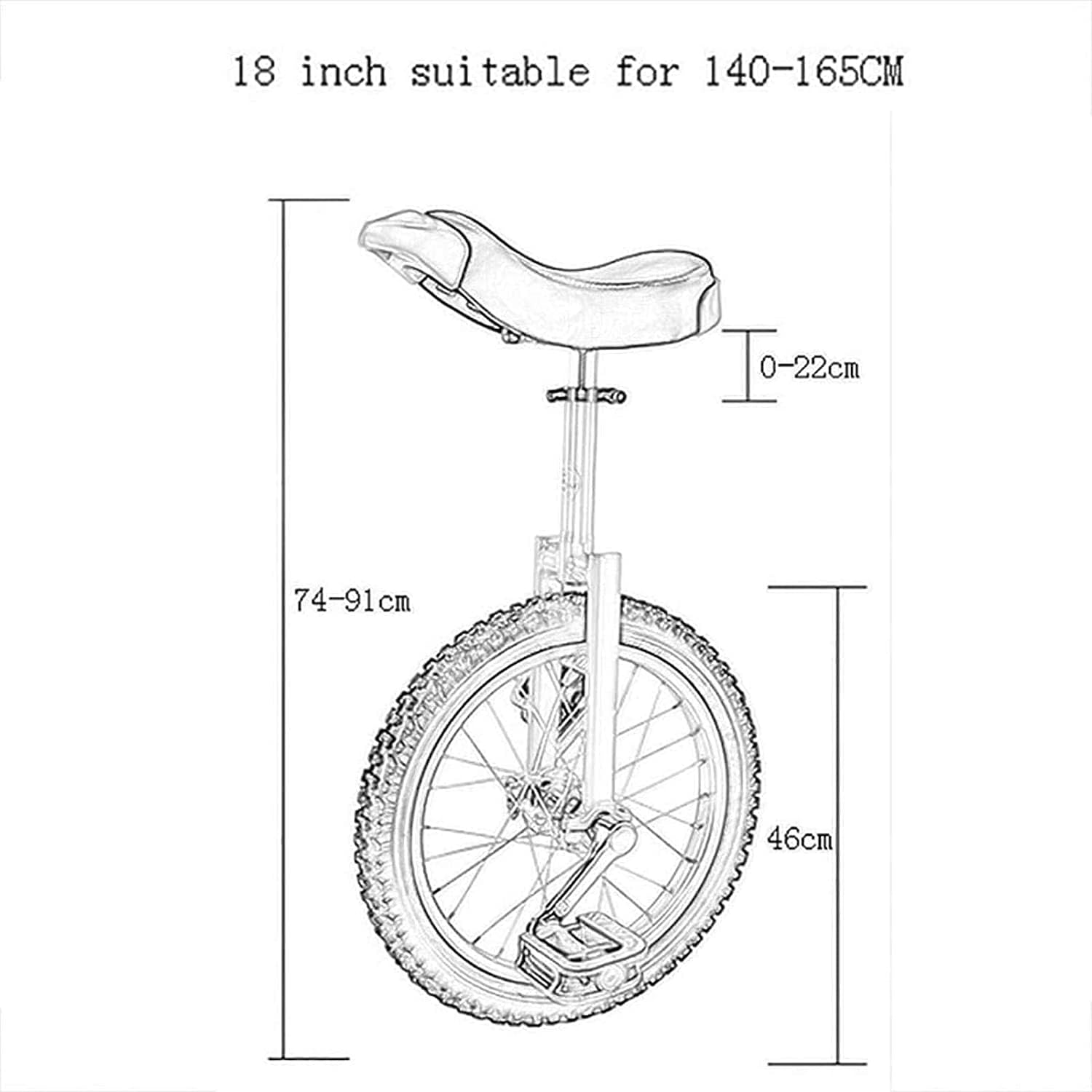 GYJ Monociclo de 18 Pulgadas, Bicicleta equilibrada de una Sola Rueda, Adecuada for Adultos con Altura Ajustable de 140-165 centímetros HY (Color : Rosso)