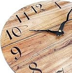 Plumeet Wall Clock, 12'' Frameless Wooden Wall Clocks with Silent Quartz Movement, Rustic Country Village Walnut Clocks Decorative for Kitchen Bedroom Living Room, Brown