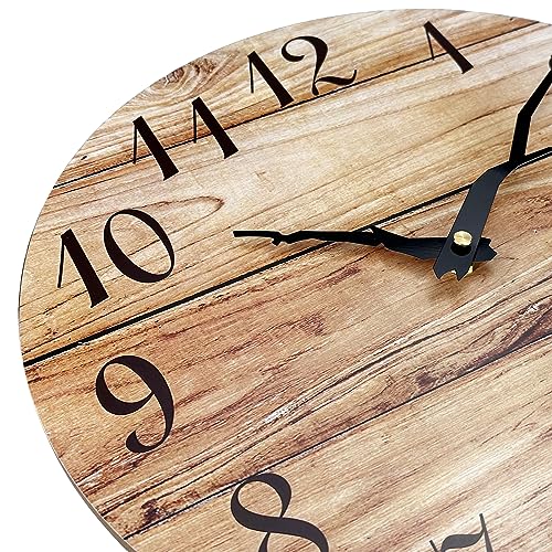 Plumeet EM-8045-B410 Small Wall Clock, 10'' Frameless Wooden Wall Clocks thumb #1