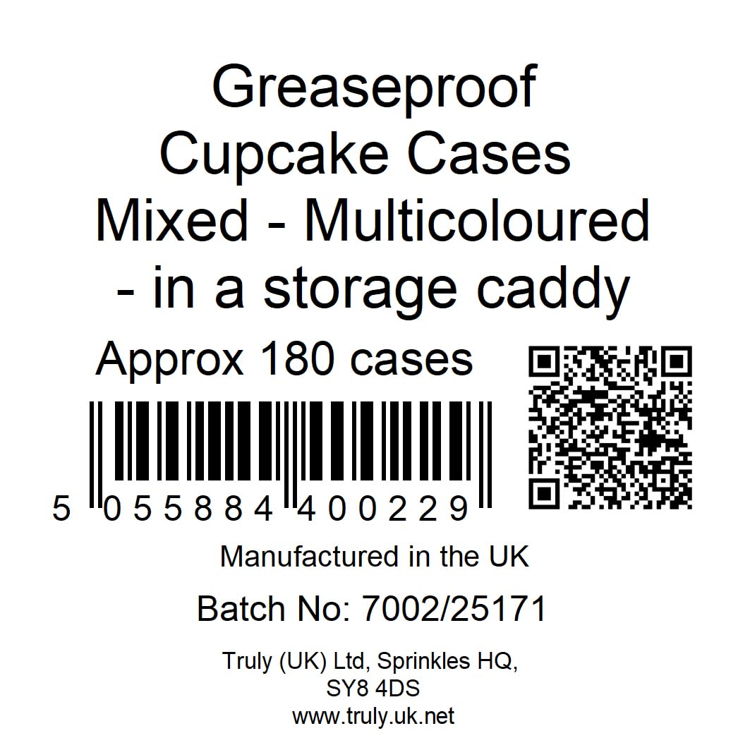 Cupcake Cases - 180 Multi Coloured Cases in a Storage Caddy by Scrumptious Sprinkles,7002