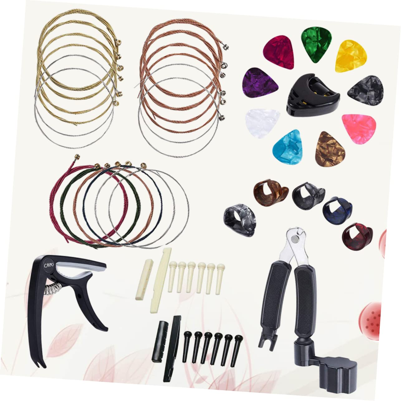 ibasenice 3piezas Kit De Accesorios Para Guitarra Cejuela y De Cambio De Cuerdas Enrollador y Púas Compatible Eléctricas y Acústicas