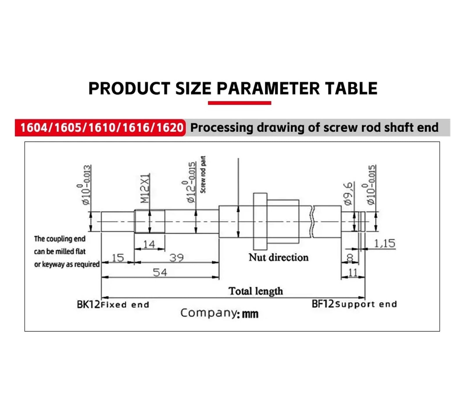 SFU1605 C7 1200-2550 mm HM12-57 odlew aluminiowy BF12 + sprzęgło kwiatowe śliwki XB25 x 30 + łącznik 16H (1300 mm)