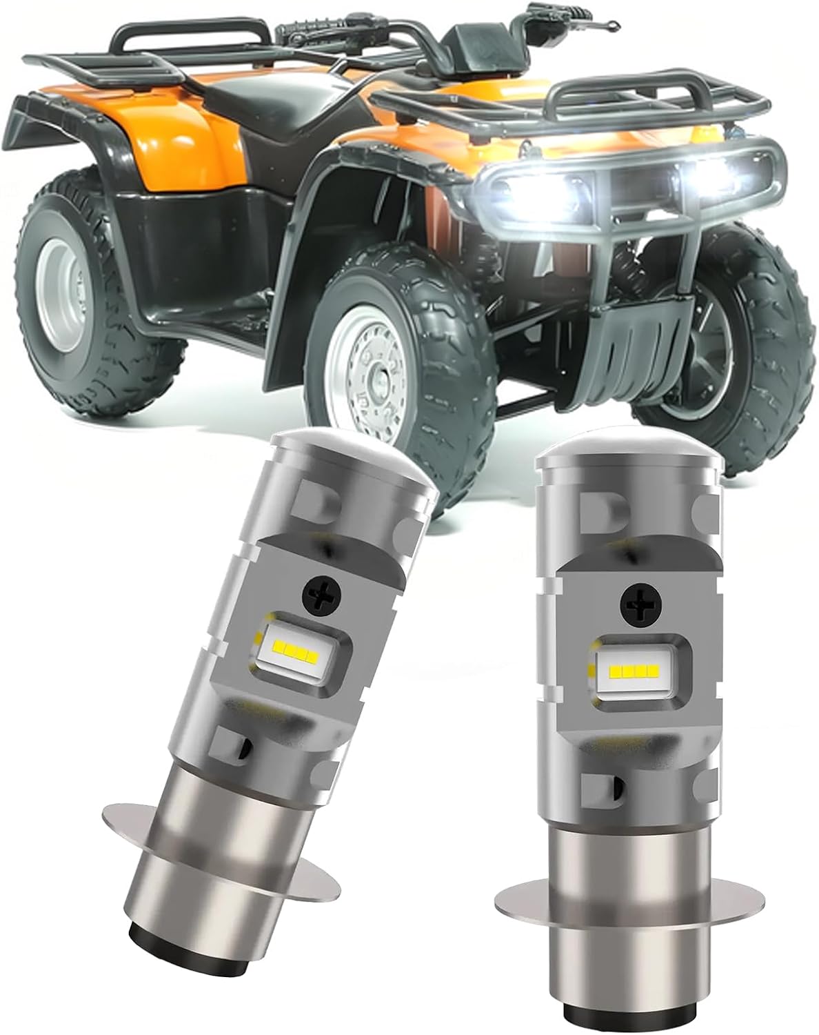 Fit For Honda RANCHER 350 400 (2000-2007),H6M P15D LED bulbs used for Motorcycle/ATVs/UTV Headligh Bulbs, Super Bright 12000 Lumens 6000K White 55W H6M Light Bulbs, Plug and Play, 2-Pack