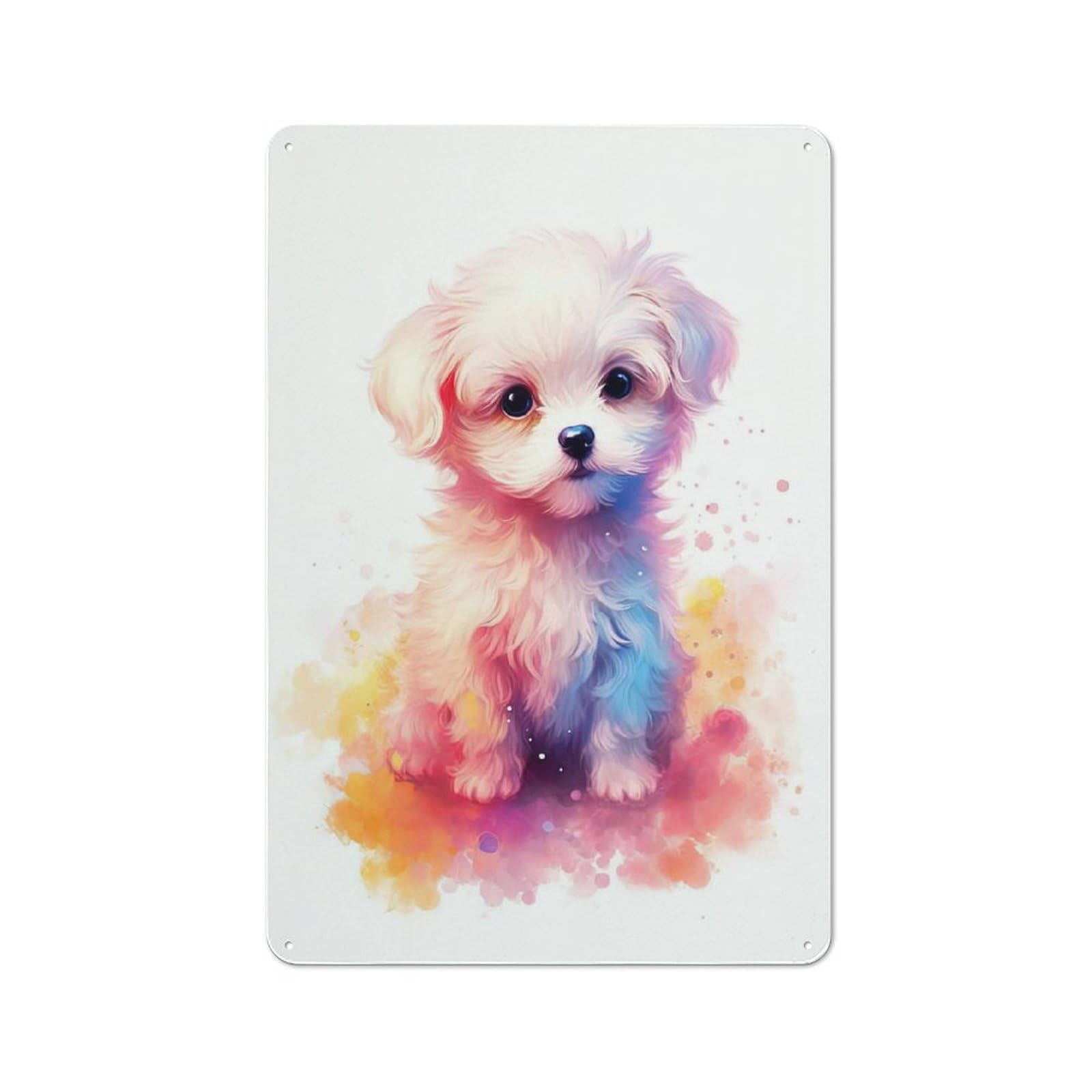 Junmoney Style-10 For Lounge Or Reading Corner, Cute Baby Maltese Puppy Vintage Tin Sign 30X20cm, Seasonal Metal Wall Decor For Winter Interiors