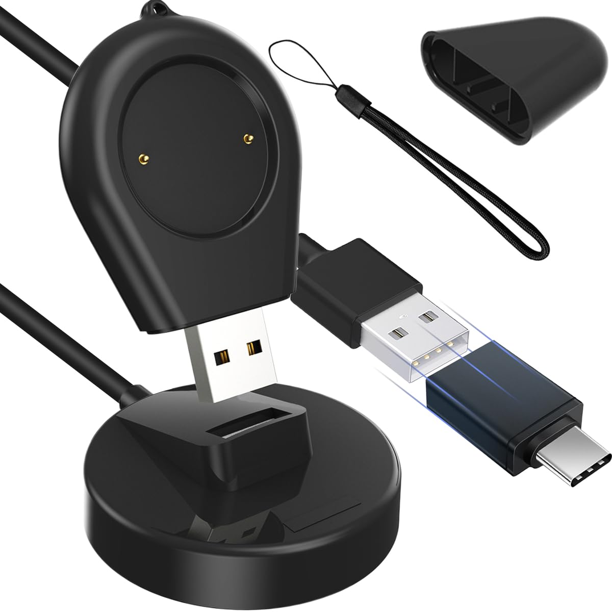 Cargador de repuesto para Amazfit T-REX 2/GTR 4/GTR 4 Pro/GTS 4/GTR 3/GTR 3 Pro/GTS 3, cable de base de carga USB, cargador magnético portátil para reloj inteligente