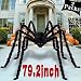 Pawliss Halloween Decorations, 6.6 feet Scary 2 Pack 200cm Giant Spider, Halloween Outdoor Yard Decor, Fake Large Hairy Spider Props, Black
