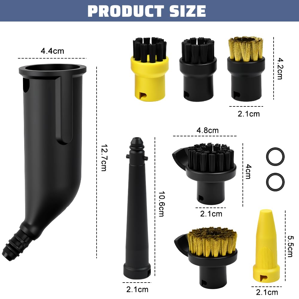 Juego de Accesorios de 10 Piezas Para Limpiadores a Vapor Kärcher Sc1 Sc2 Sc3 Sc4 Sc5, Con Boquilla Extendida, Boquillas Curva, Cepillo Redondo, Boquilla Para Lechada y Junta