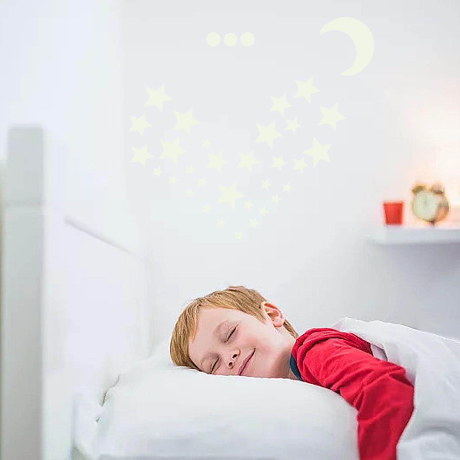 Lot de 858 étoiles phosphorescentes pour plafond, grande lune, étoiles filantes, autocollants ronds pour chambre à coucher, décoration de plafond de chambre, bleu