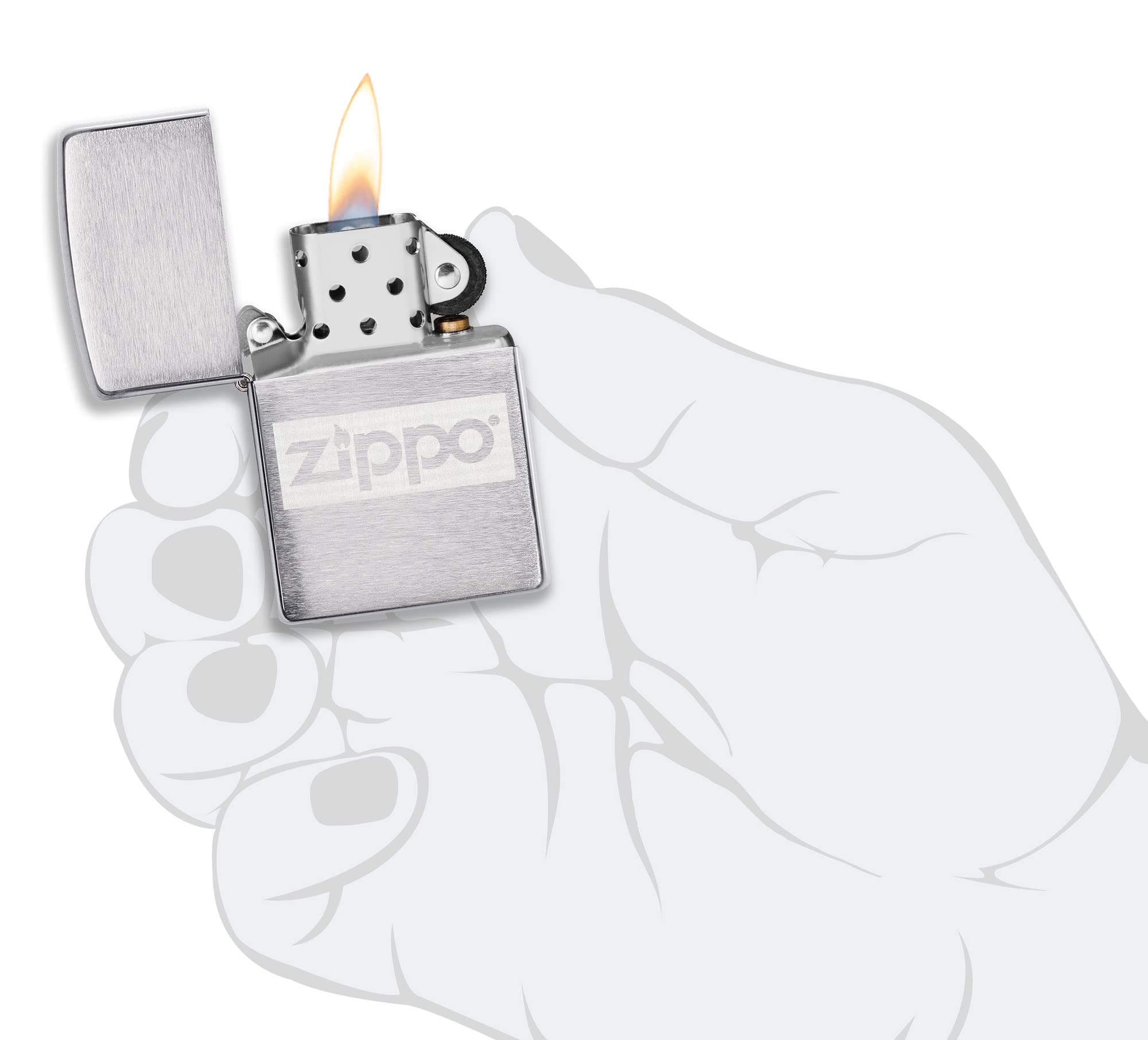 Zippo Briquet tempête et flasque Coffret Cadeau – Chrome brossé – Lustre – Rechargeable – Réutilisable – Résistant au Vent – Fabriqué aux États-Unis