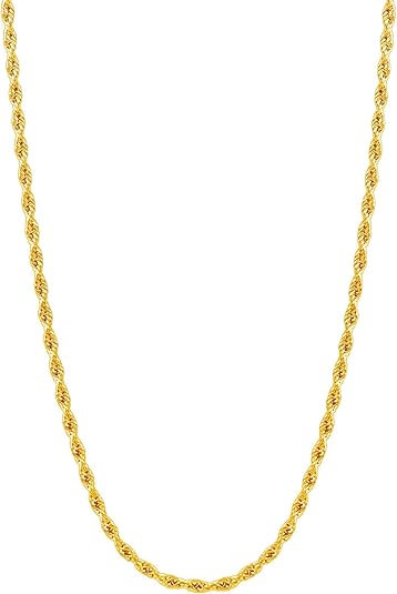18k Real Gold Plated Rope Chain 1.5mm 2.5mm 5mm Stainless Steel Twist ...