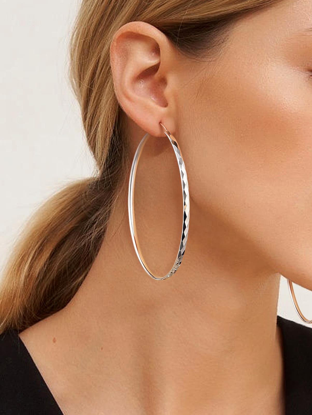 Silvora Aros Grandes Pendientes Plata 925 Mujer 70mm Aretes Ligeros Madre | Material Hipoalergénico Plata de Primera Ley Joyería Delicada Moda Accesorio Decoración Ropa Pareja Regalo Cumpleaños