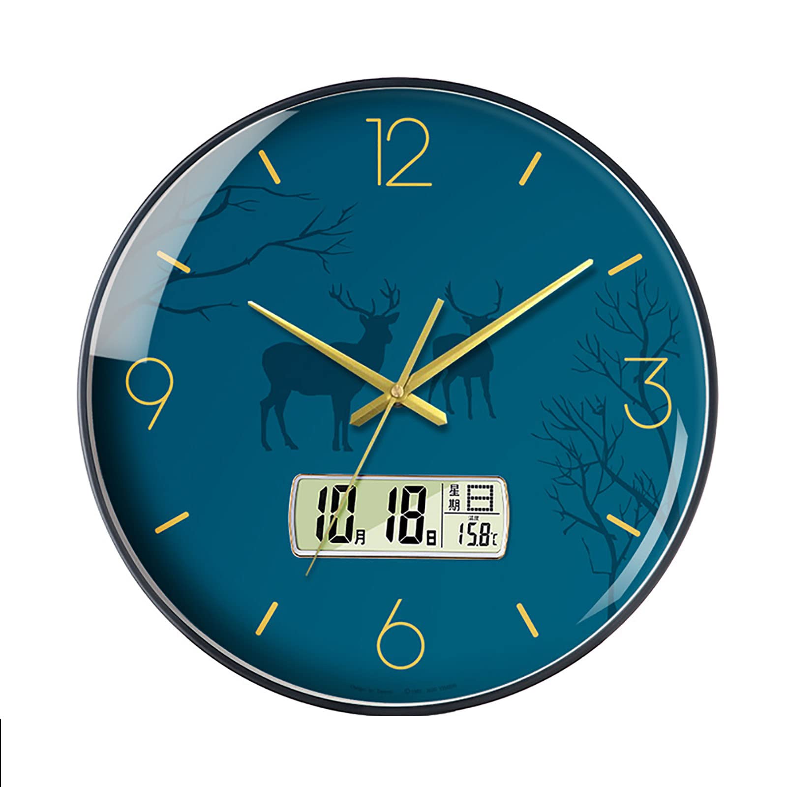 JATIBOSH Wall Clock Silent Non Ticking Quartz Outdoor Clock 14 Inch Round Easy to Read Battery Operated Hunging Clock for Home Office School Decor Clock (Battery Not Included)