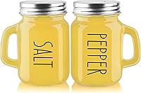 ZOSUJO Yellow Glass Salt & Pepper Shakers Set - Vintage Kitchen Decor, Stainless Steel Lids, 4oz Easy Refill Clean for Table, BBQ, Wedding Gifts
