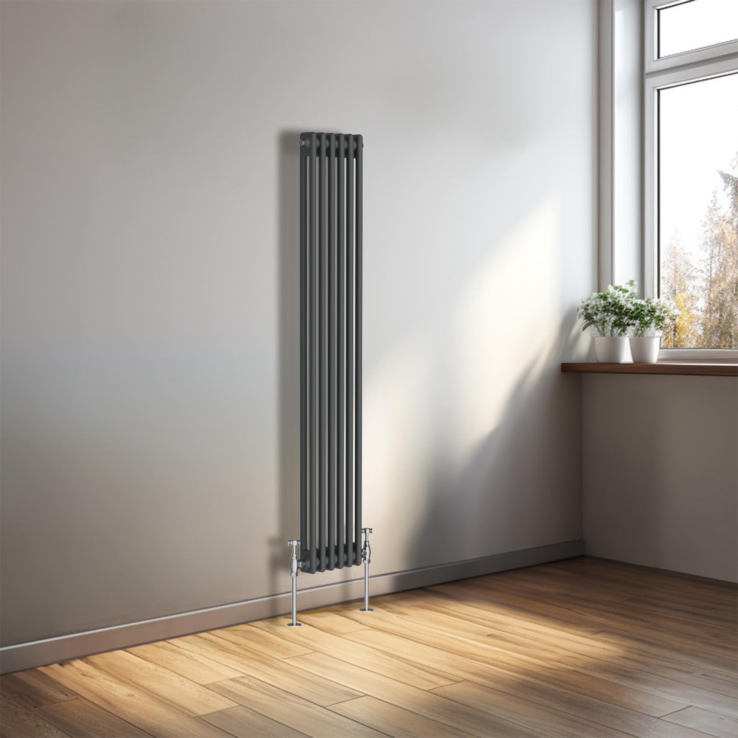 NRG 1500x290 Cast Iron Vertical Radiator Anthracite 2 Column
