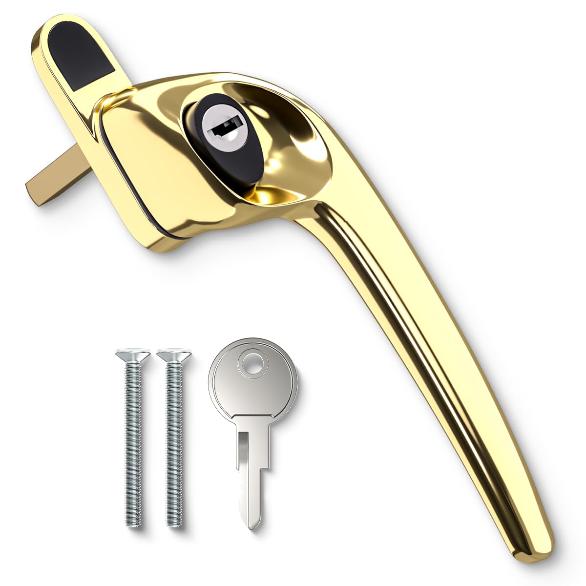 Bwintech 1 Pcs Offset Pvd Gold UPVC Zinc Window Handle, Right Hand, 43mm Spindle for Indoor and Outdoor UPVC Window
